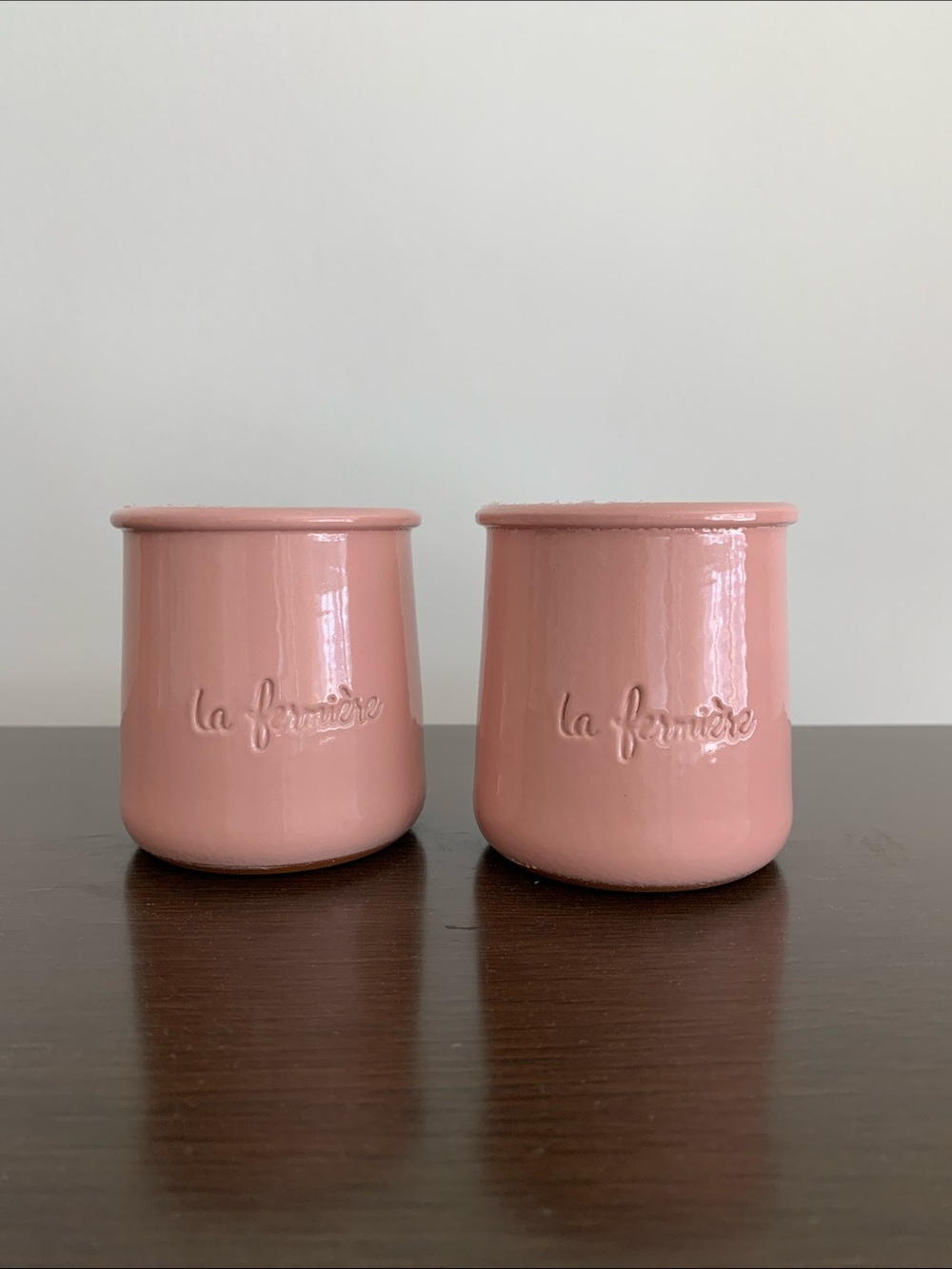 La Fermière Pink Ceramic Yogurt Jars - Set of 2